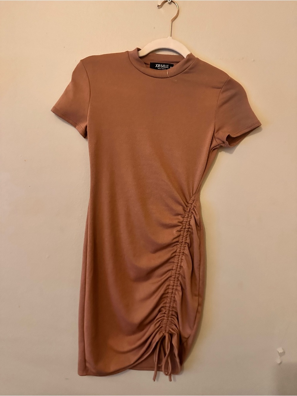 Joe & Elle Mauve-Brown Ruched Side Mini Dress Size 4 Small